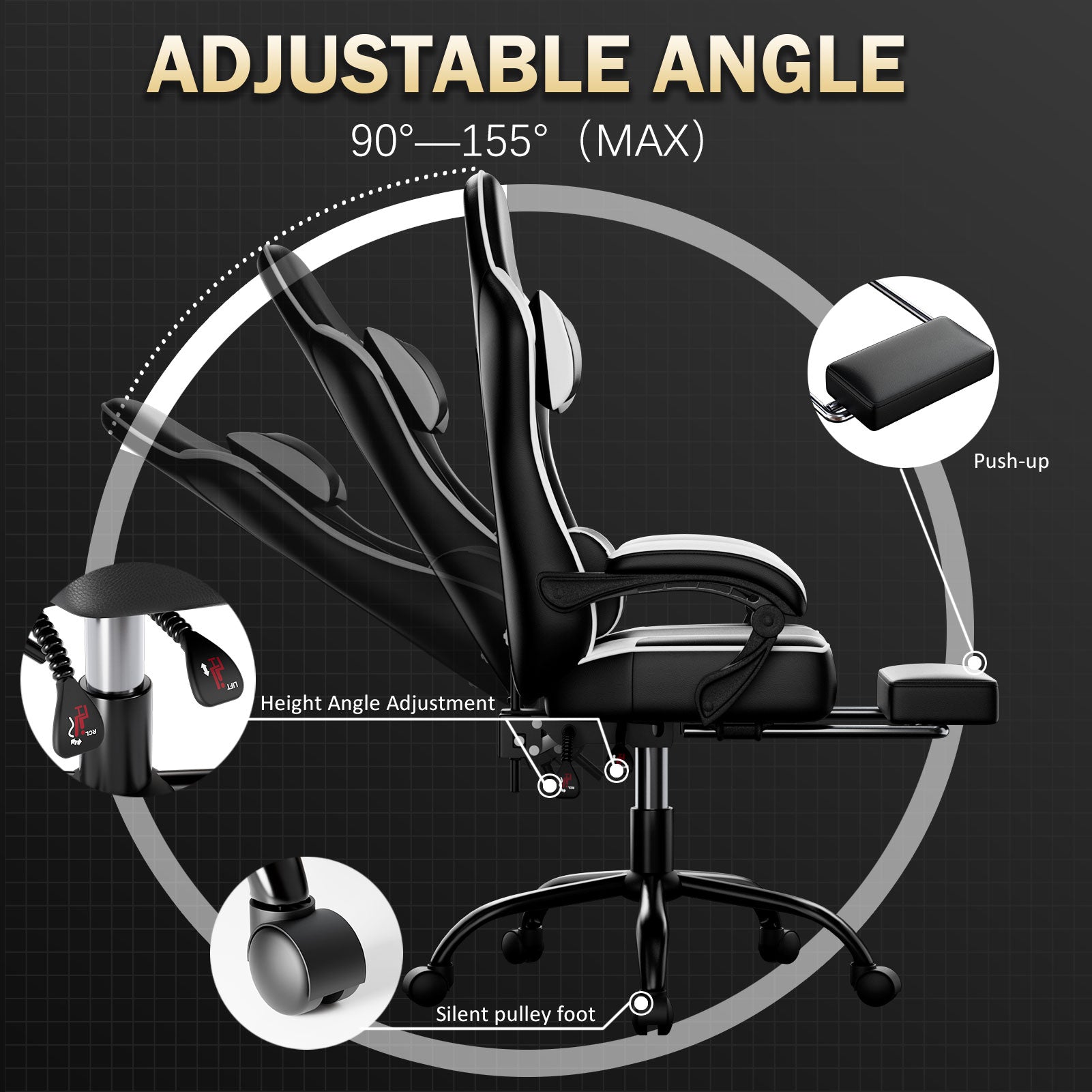 Gaming Chair, Computer Chair with Footrest and Lumbar Support, Ergonomic Video Game Chair with Headrest, Height Adjustable Gamer Chair Office Desk Chair