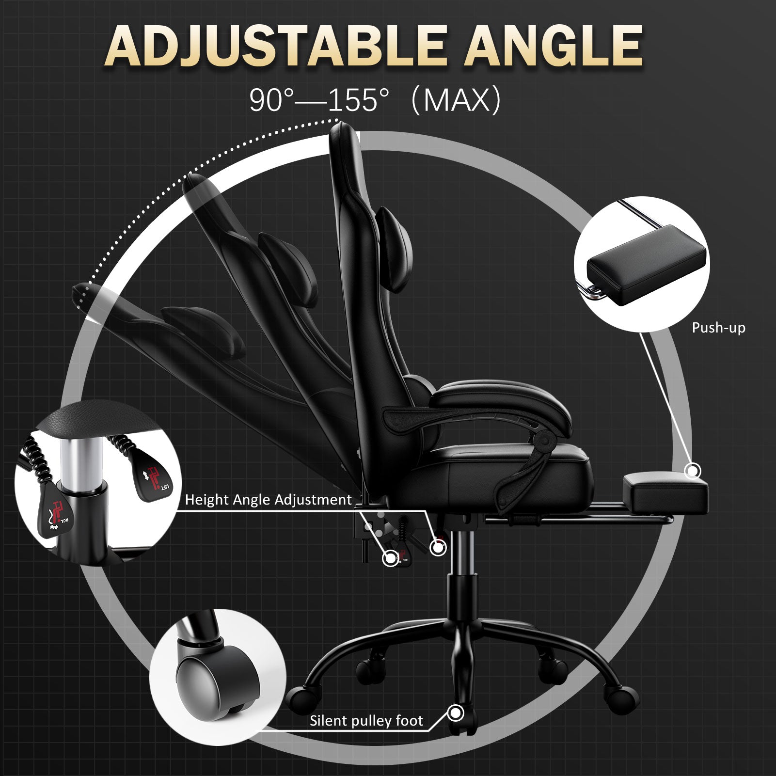 Gaming Chair, Computer Chair with Footrest and Lumbar Support, Ergonomic Video Game Chair with Headrest, Height Adjustable Gamer Chair Office Desk Chair