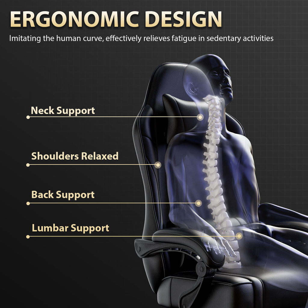 Gaming Chair, Computer Chair with Footrest and Lumbar Support, Ergonomic Video Game Chair with Headrest, Height Adjustable Gamer Chair Office Desk Chair