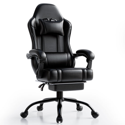 Gaming Chair, Computer Chair with Footrest and Lumbar Support, Ergonomic Video Game Chair with Headrest, Height Adjustable Gamer Chair Office Desk Chair