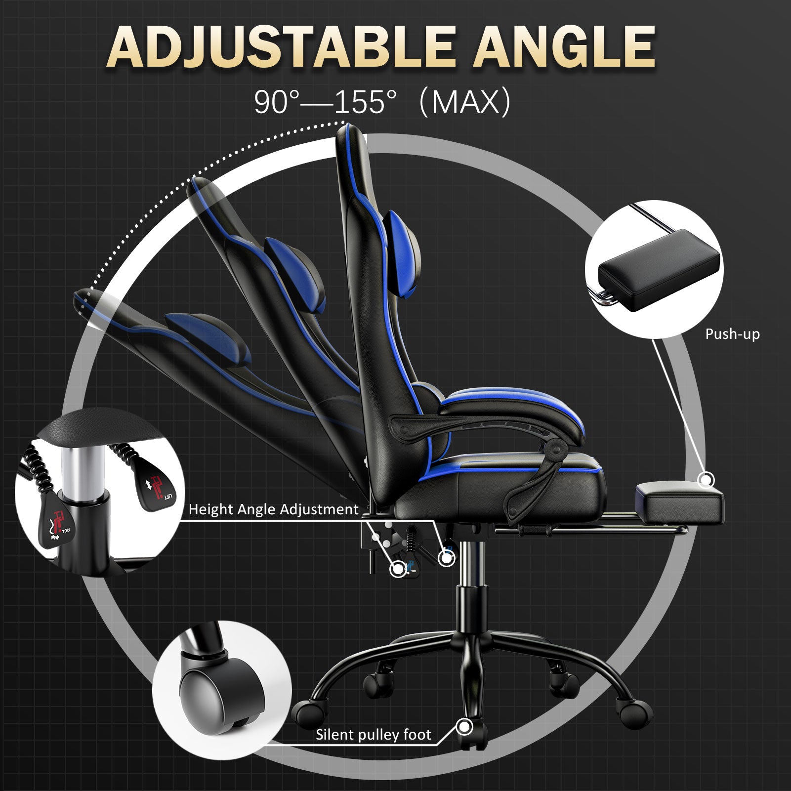 Gaming Chair, Computer Chair with Footrest and Lumbar Support, Ergonomic Video Game Chair with Headrest, Height Adjustable Gamer Chair Office Desk Chair