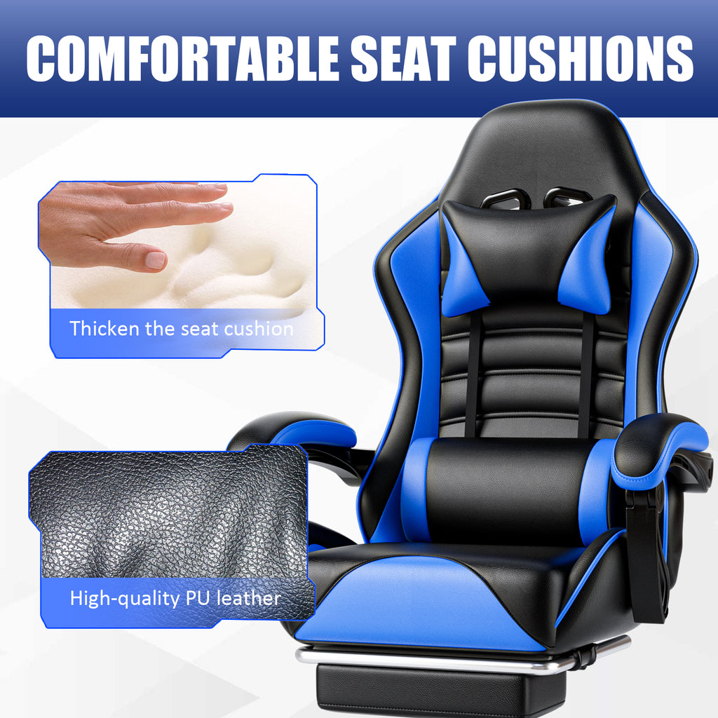 Video Game Chair for Adults, Computer Chair Gaming Chairs for Kids, Adjustable Lumbar Pillow Headrest Office Desk Chair Gamer Chair with Footrest