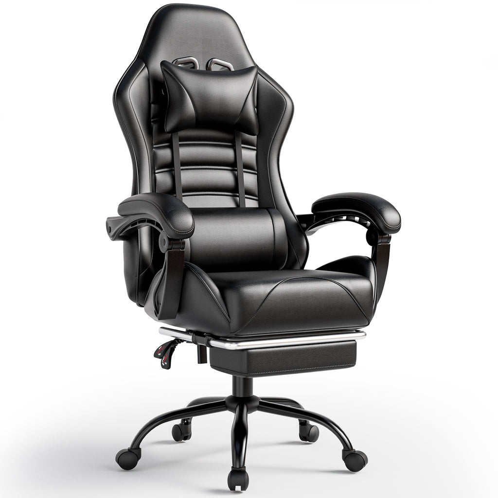 Video Game Chair for Adults, Computer Chair Gaming Chairs for Kids, Adjustable Lumbar Pillow Headrest Office Desk Chair Gamer Chair with Footrest