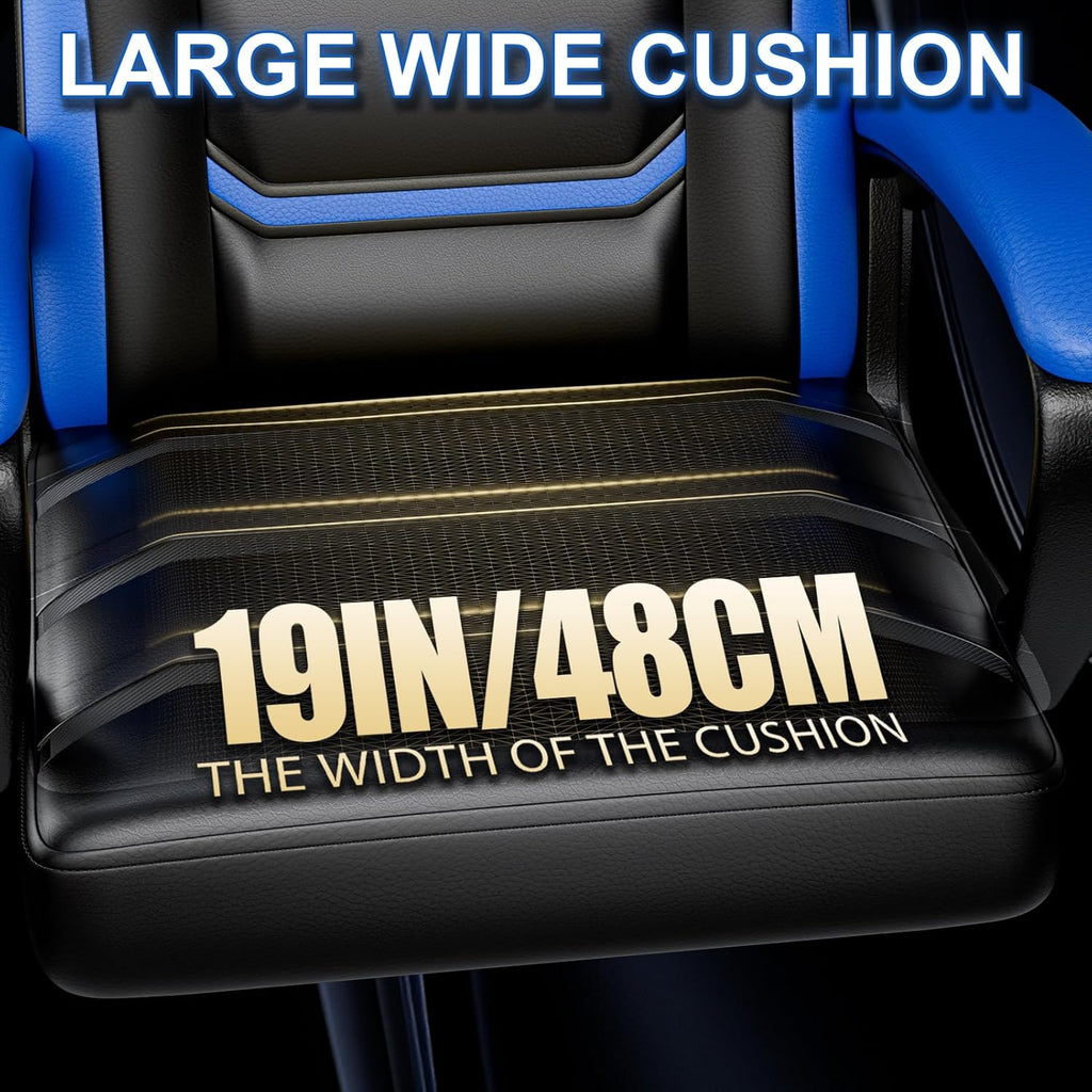 Ergonomic Gaming Chair, Height Adjustable Computer Chair, Pu Leather PC Chair with Castors, for Adults and Teenagers