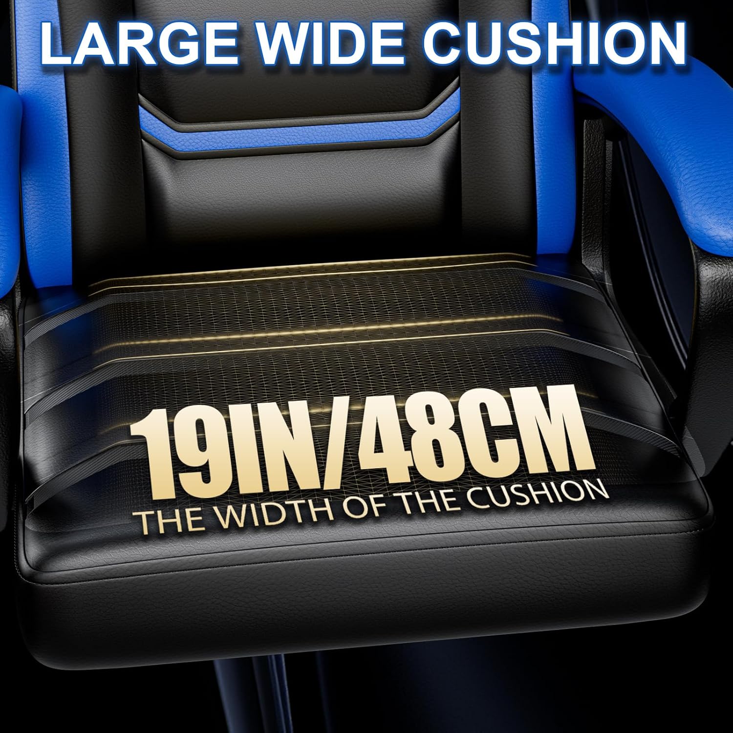 Ergonomic Gaming Chair, Height Adjustable Computer Chair, Pu Leather PC Chair with Castors, for Adults and Teenagers