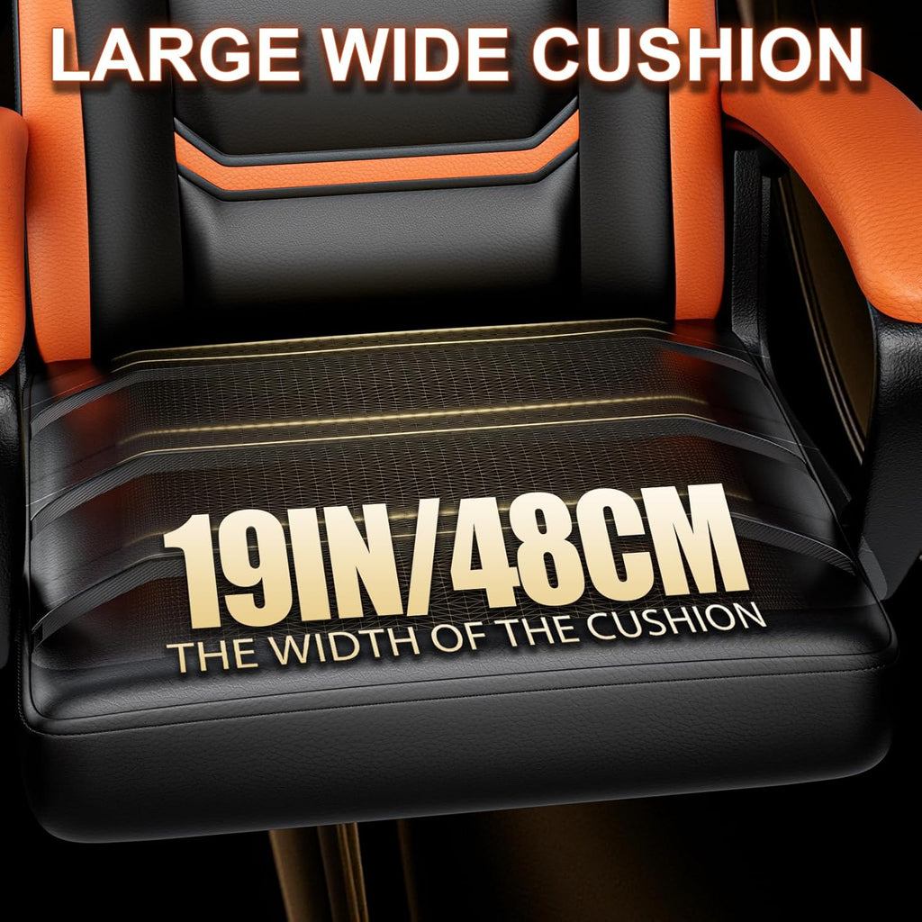 Ergonomic Gaming Chair, Height Adjustable Computer Chair, Pu Leather PC Chair with Castors, for Adults and Teenagers