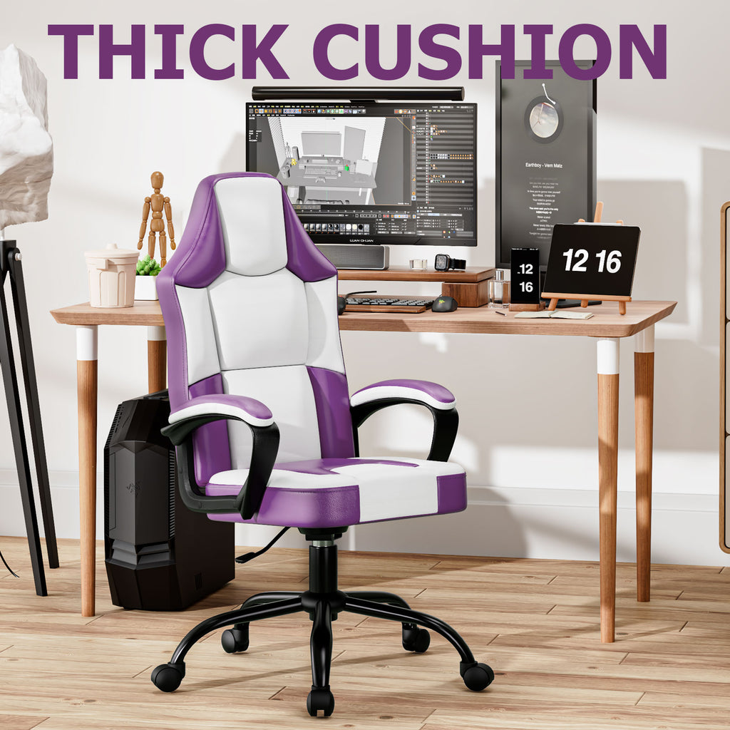 Ergonomic Gaming Chair, Height Adjustable Computer Chair, Pu Leather PC Chair with Castors, for Adults