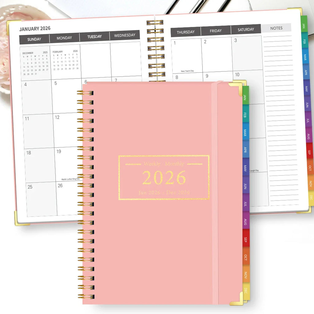 2026 A5 Weekly Monthly Planner – Organizer with Tabbed Dividers