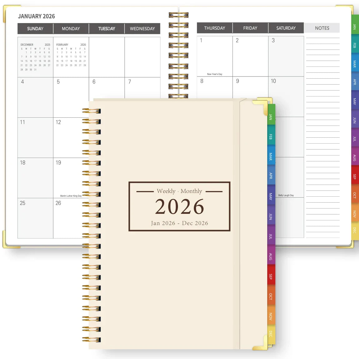 2026 A5 Weekly Monthly Planner – Organizer with Tabbed Dividers