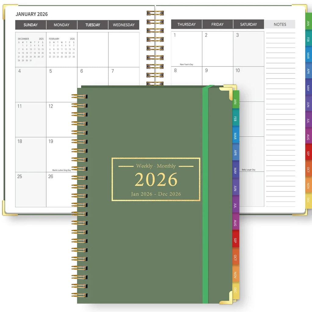 2026 A5 Weekly Monthly Planner – Organizer with Tabbed Dividers