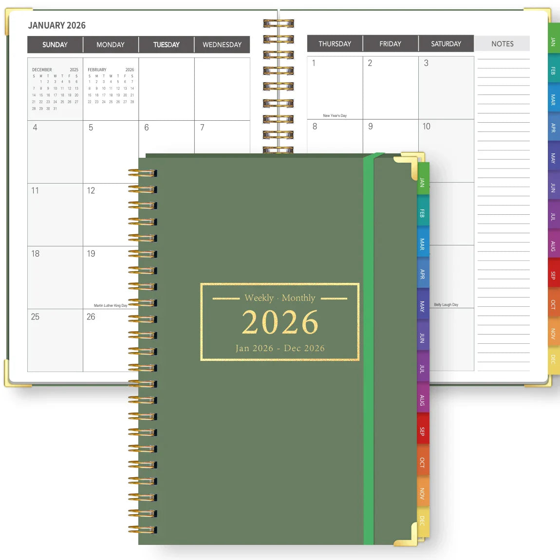 2026 A5 Weekly Monthly Planner – Organizer with Tabbed Dividers