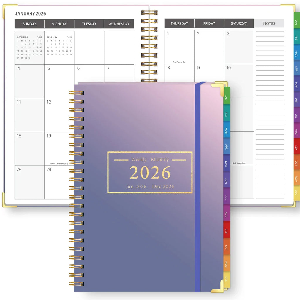 2026 A5 Weekly Monthly Planner – Organizer with Tabbed Dividers