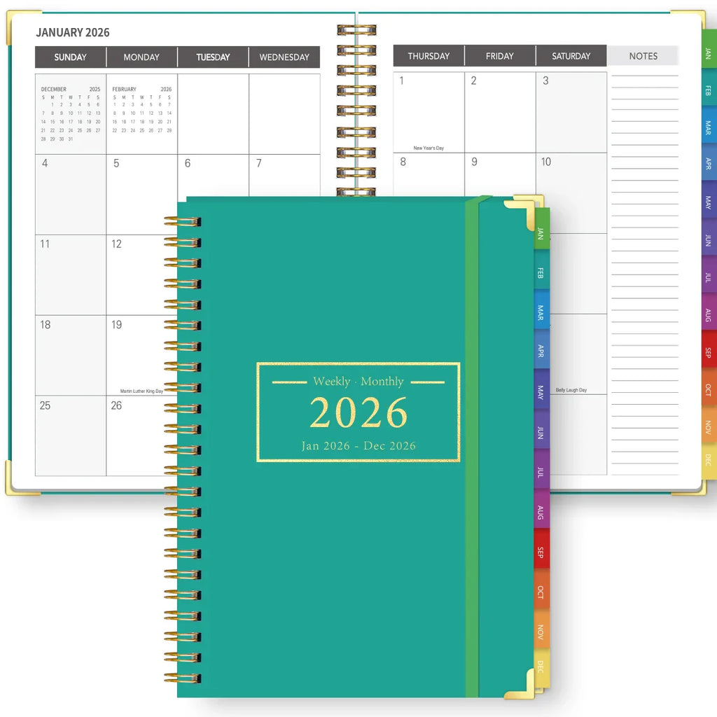 2026 A5 Weekly Monthly Planner – Organizer with Tabbed Dividers