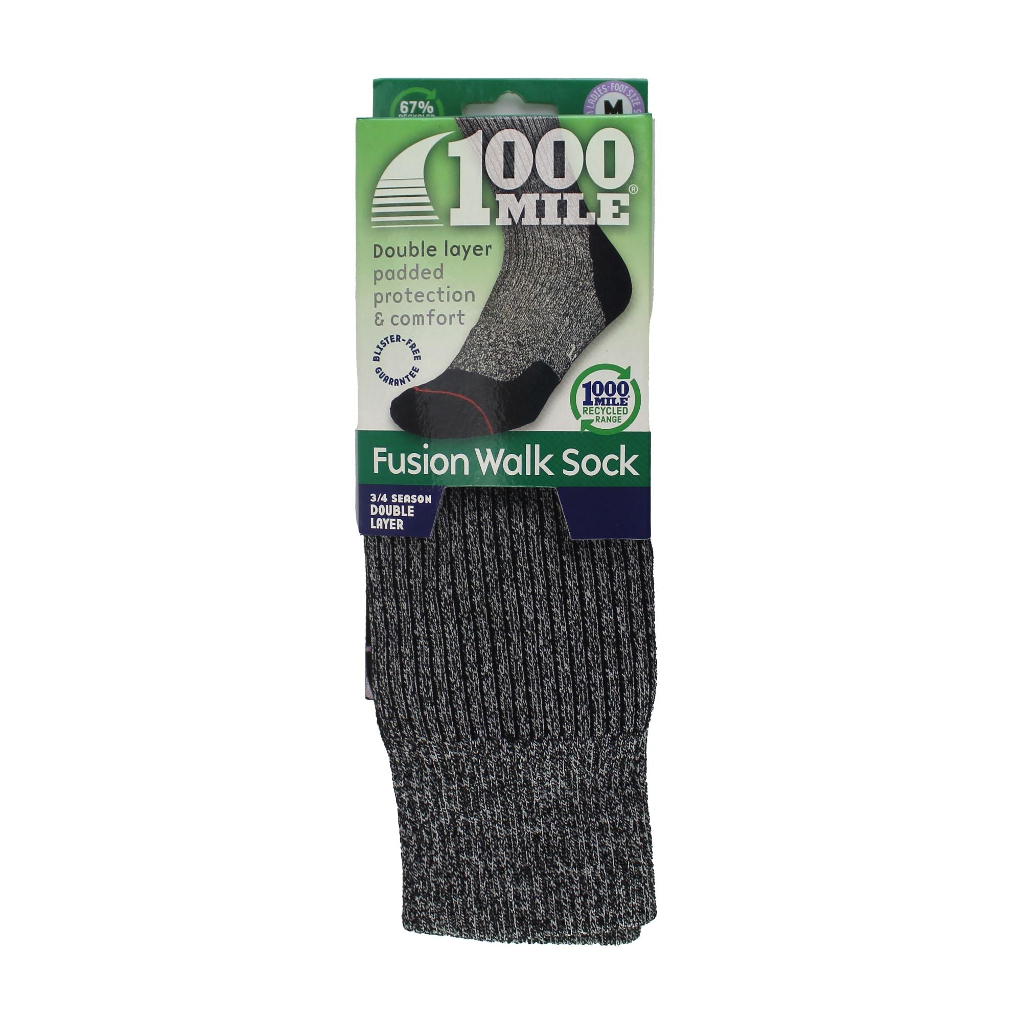 1 Pack Ladies Fusion Repreve Double Layer Socks