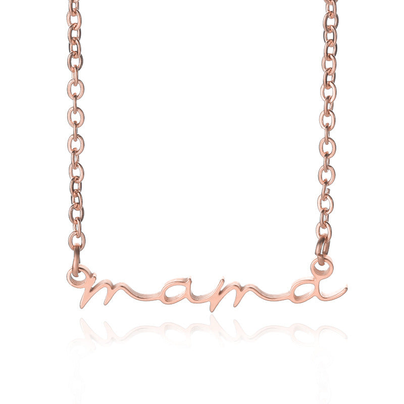 Stainless Steel Mother's Day Gift Female Jewelry English Letter Hand-painted Necklace