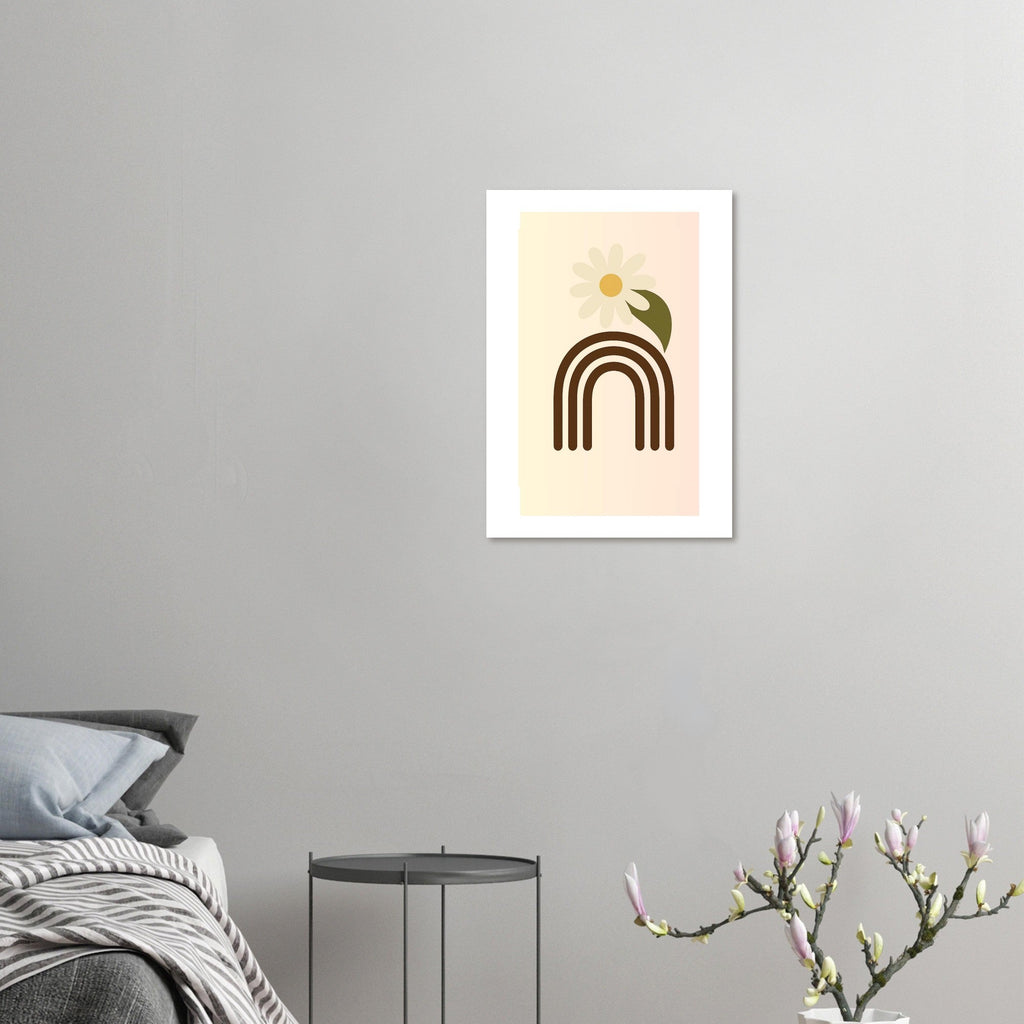 Minimalist Floral Print - Abstract Daisy Poster - Earthy Brown Boho Wall Art