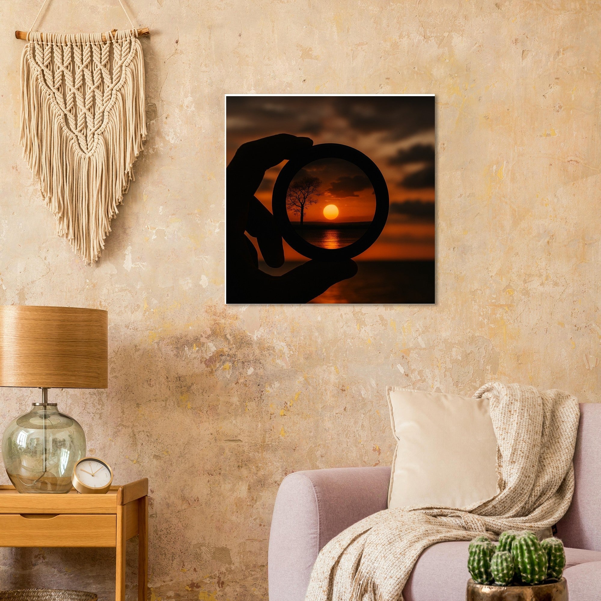 Sunset Through Camera Lens Wall Art – Photography Inspired Scenic Poster