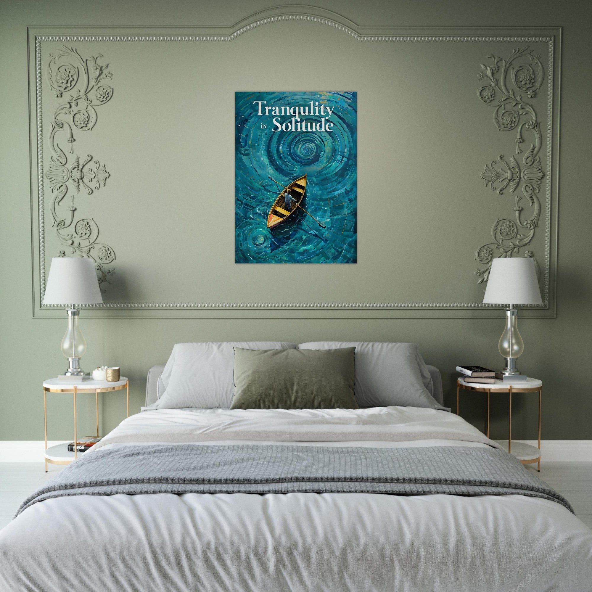 Surreal Boat Poster - Tranquility in Solitude - Stunning Teal Art Print