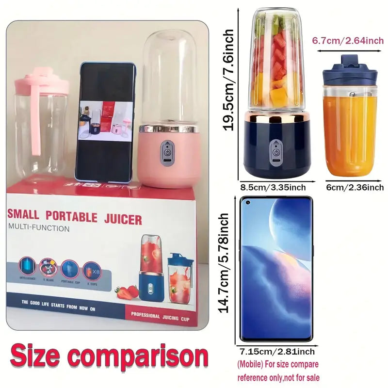 Portable Blender – USB Rechargeable Mini Smoothie & Shake Maker, 6 Stainless Steel Blades, 430g Capacity, Personal Juicer Mixer for Fresh Juice, Protein Shakes & Travel – Compact Blenders for Kitchen