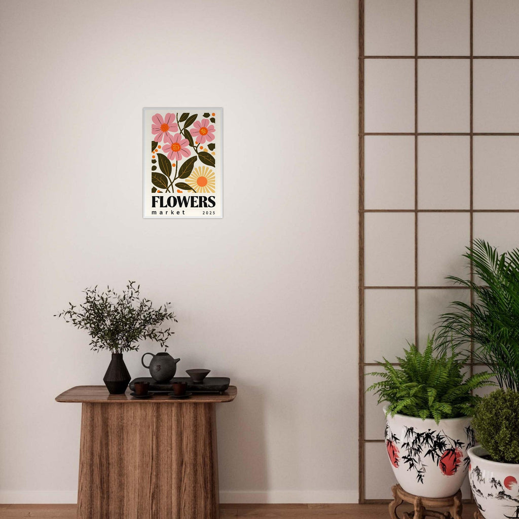 Minimalist Flower & Typography Framed Poster – Modern Floral Wall Art