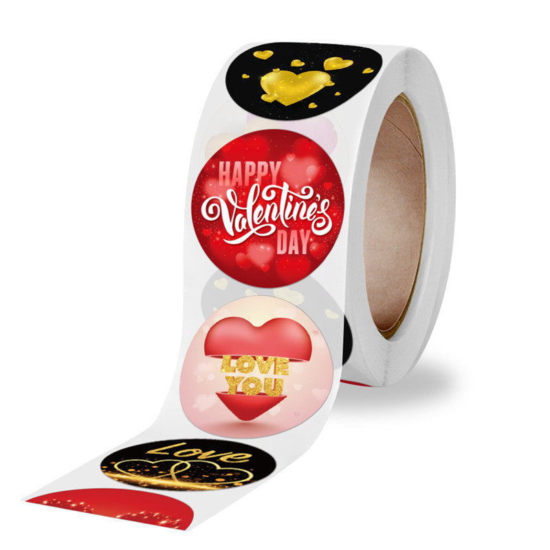 Round Valentine's Day Sticker Love Heart Thank You Gift Decoration Sticker