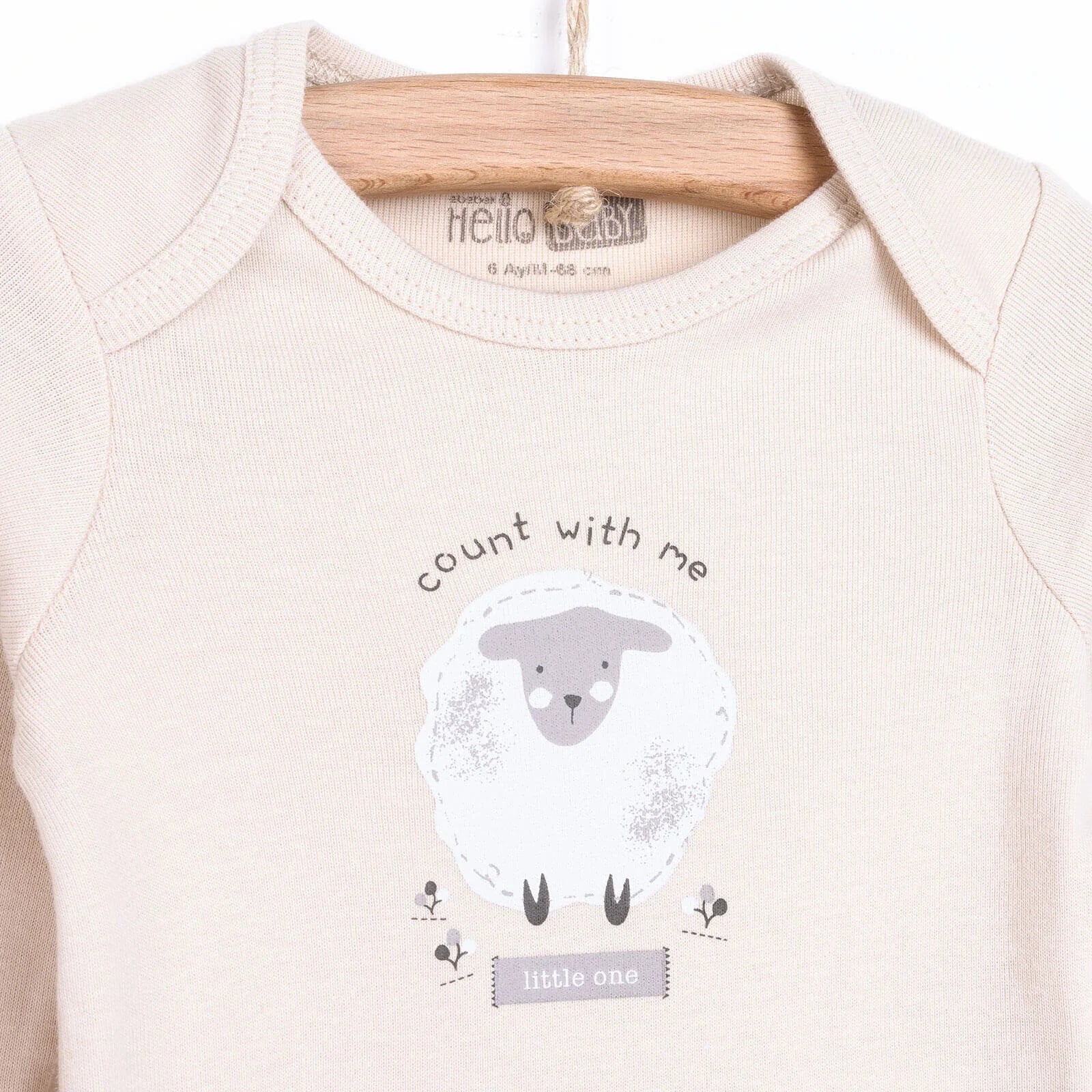 HelloBaby Baby Girl Long Sleeve Bodysuit 2 pcs - Beige