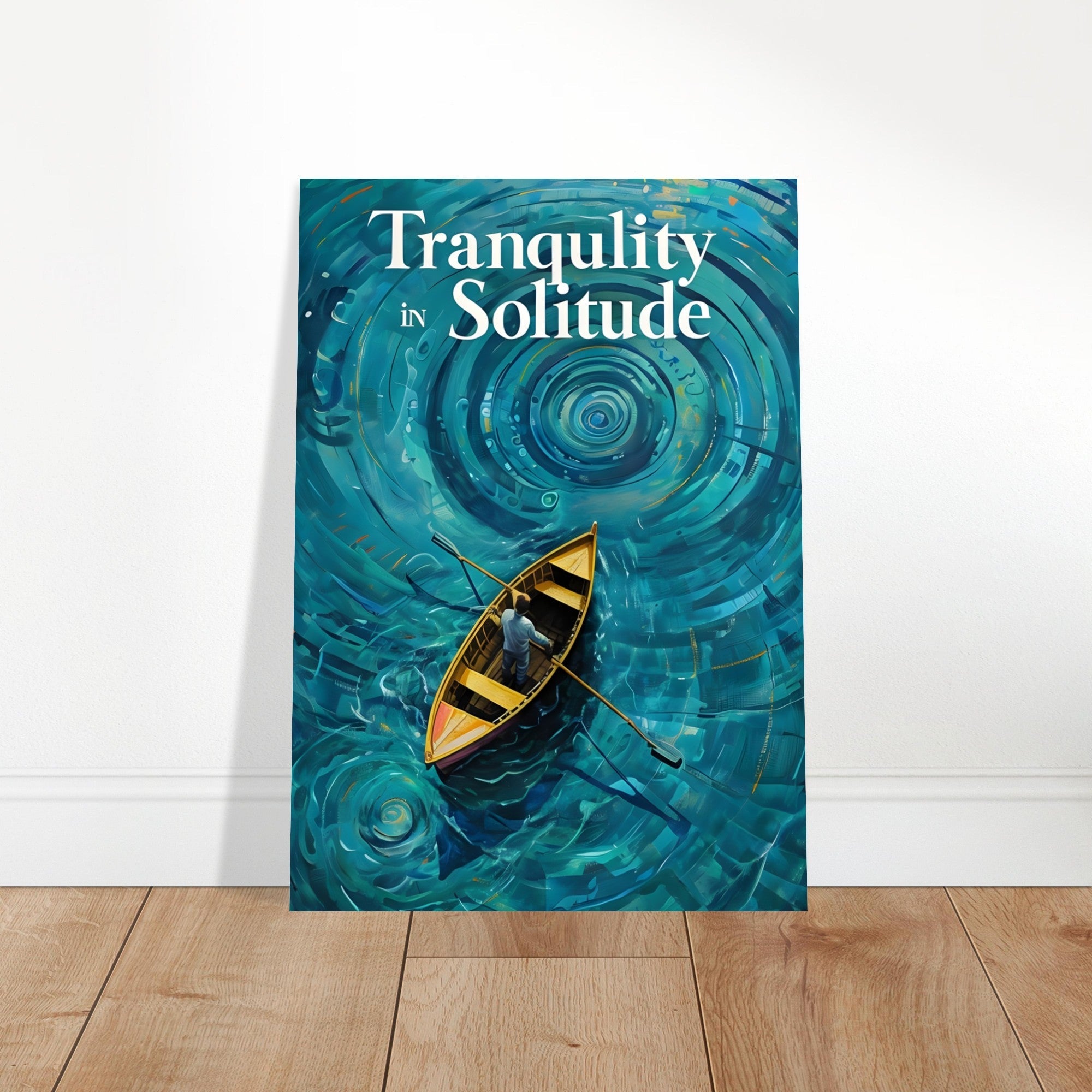 Surreal Boat Poster - Tranquility in Solitude - Stunning Teal Art Print