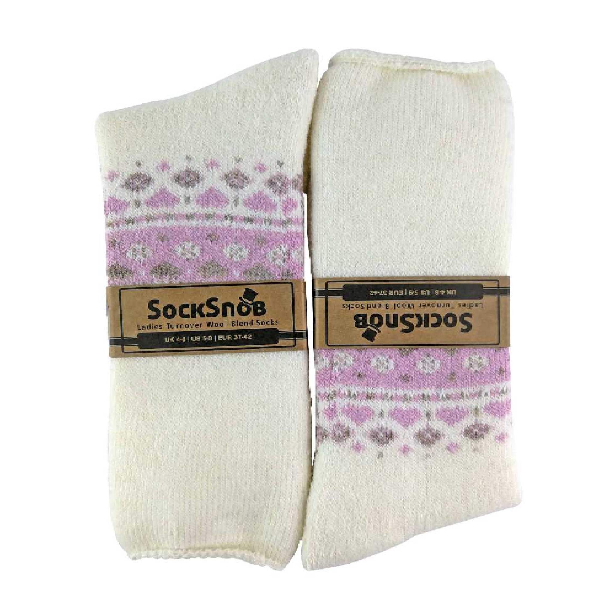 1 Pack Ladies Turn Over Top Warm Nordic Bed Socks for Winter