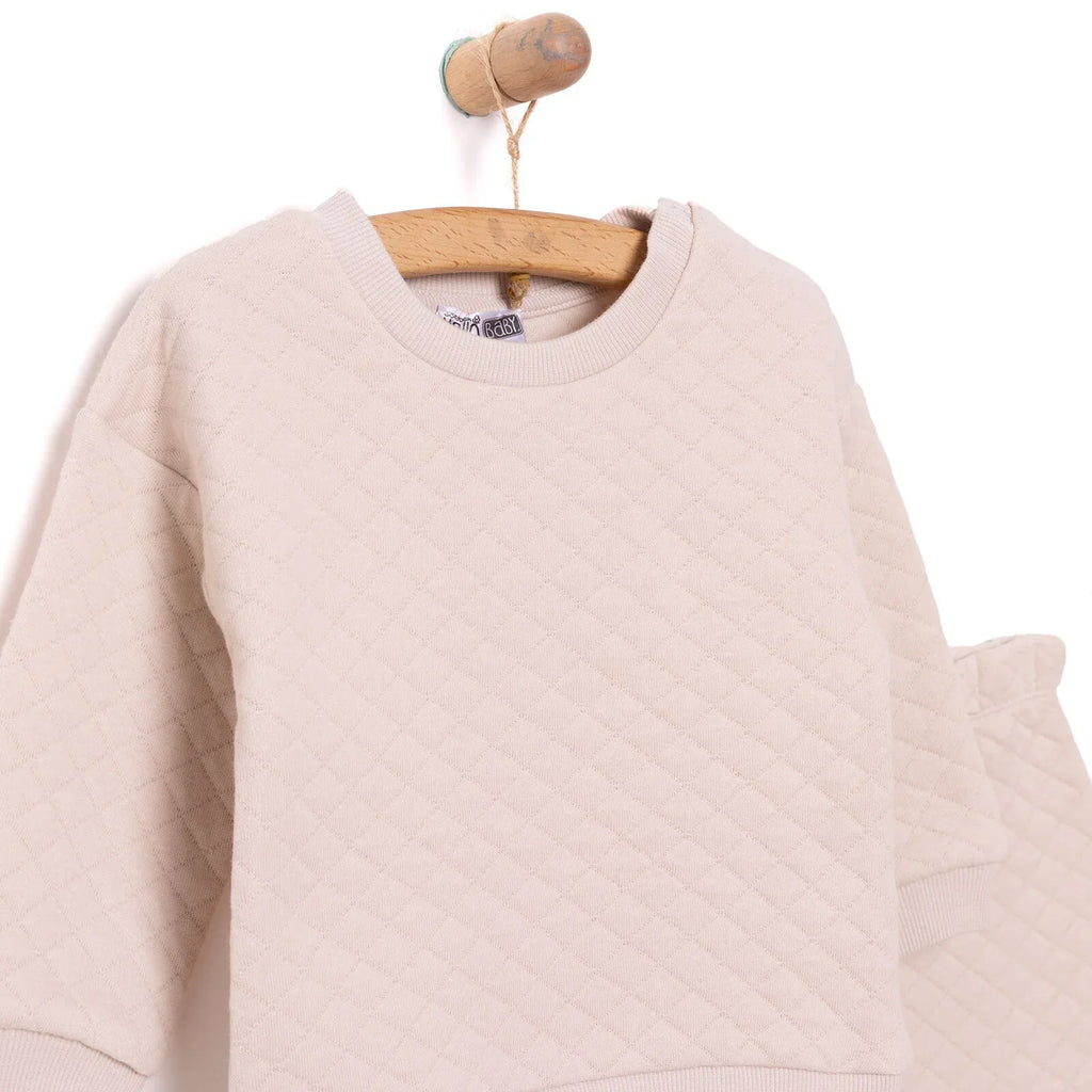 HelloBaby Newborn Quilted Sweatshirt-Footed Bottom - Grey