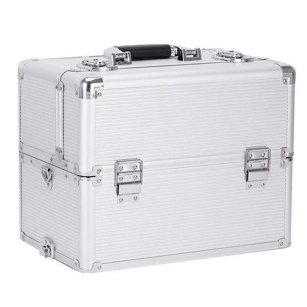 3 in 1 Aluminum Cosmetic Makeup Case Tattoo Box Silver