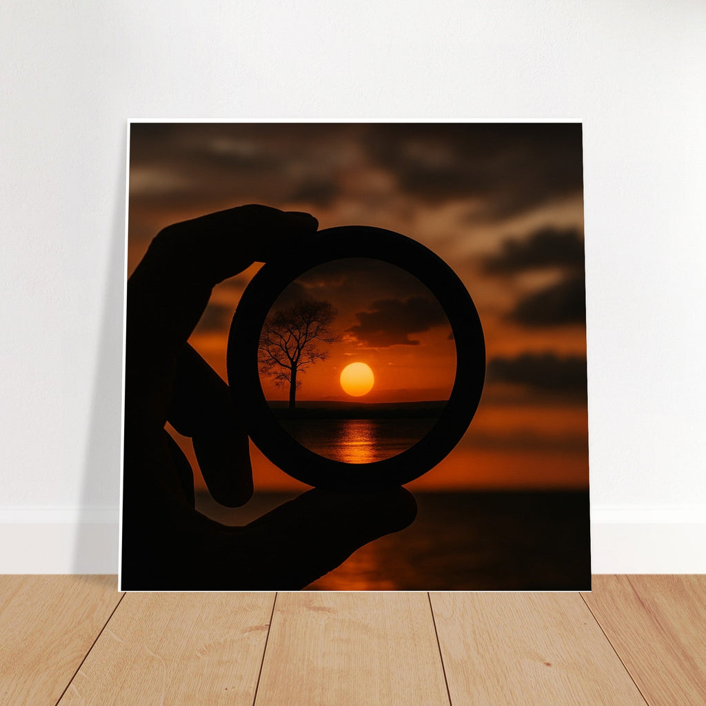 Sunset Through Camera Lens Wall Art – Photography Inspired Scenic Poster