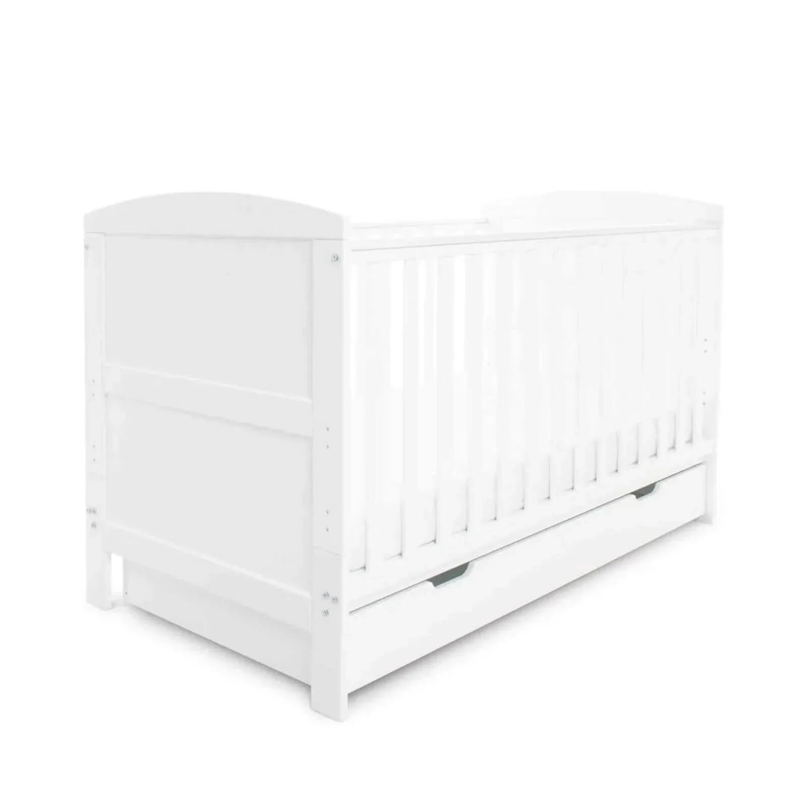 Ickle Bubba Coleby Classic Cot Bed & Under Drawer White - Fibre Mattress