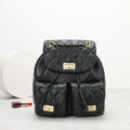 First Layer Cowhide Rhombus Chain Backpack Advanced Texture All-matching