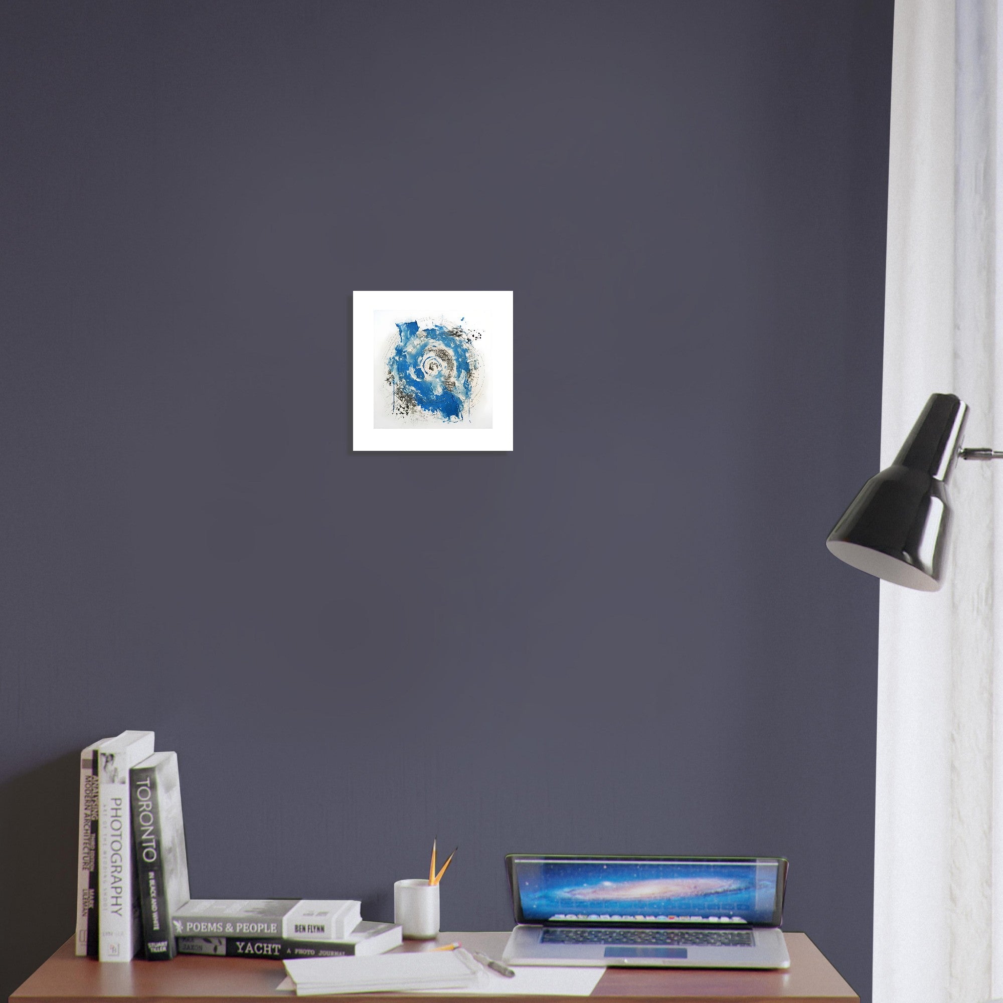 Abstract Blue & White Impasto Art Print – Modern Wall Poster