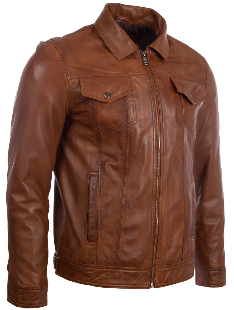 AGQ5 Men's Trucker Harrington Jacket - Nevada Timber