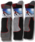 3 Pack Mens Long Thermal Ski Socks Advanced Insulation for Winter Sports Hiking Outdoor Breathable and Durable Knee High Cushioning Moisture-Wicking Black Grey Red UK 6-11 by Sock Stack