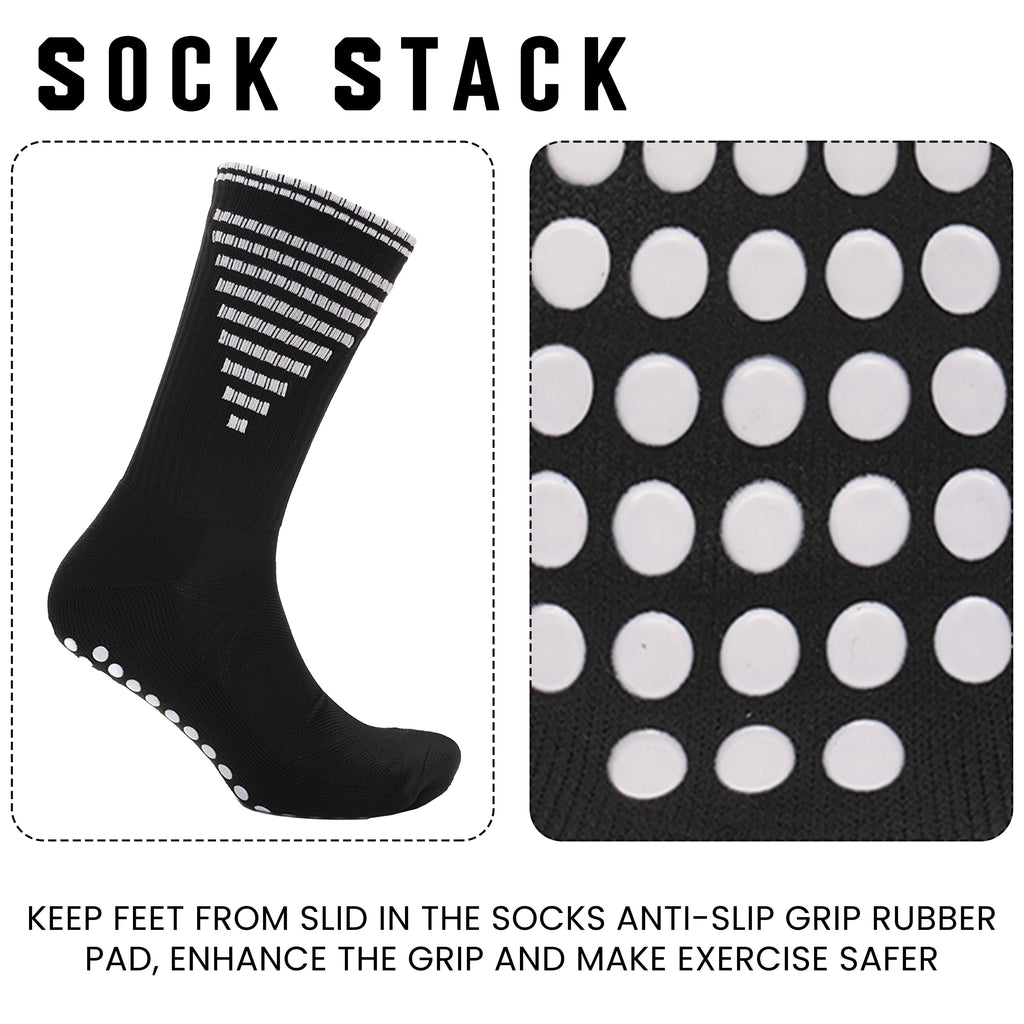 3 Pairs Black Anti Slip Football Grip Socks for Men Sports Socks for Gym Running Yoga Trekking Hiking by  Sock Stack