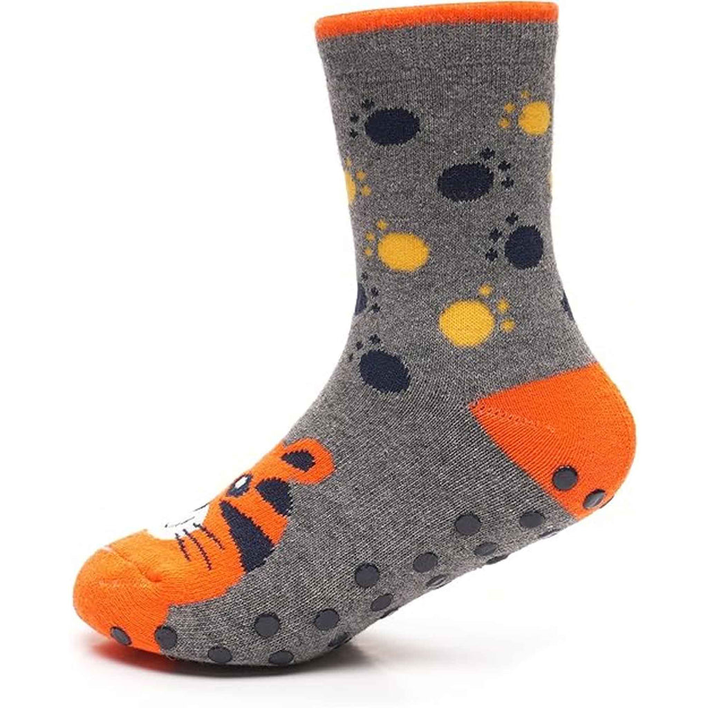 3 Pairs Boys Non-Slip Thermal Slipper Socks Dino Shark Tiger Designs Cozy Indoor Kids Socks Warm Anti-Skid Socks for Winter in Sizes 6-8 9-12 12-3 from Sock Stack