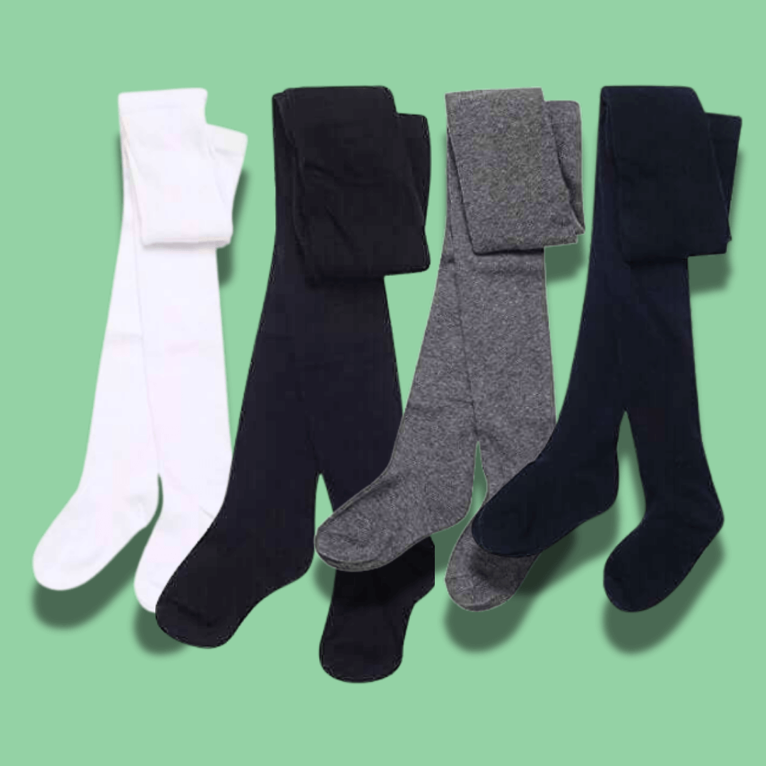 3 Pairs Girls Cotton Lycra Back To School Tights Cotton Rich Long Socks Stylish Comfortable Durable For Uniforms Everyday Wear Ages 3-12 Years by Sock Stack