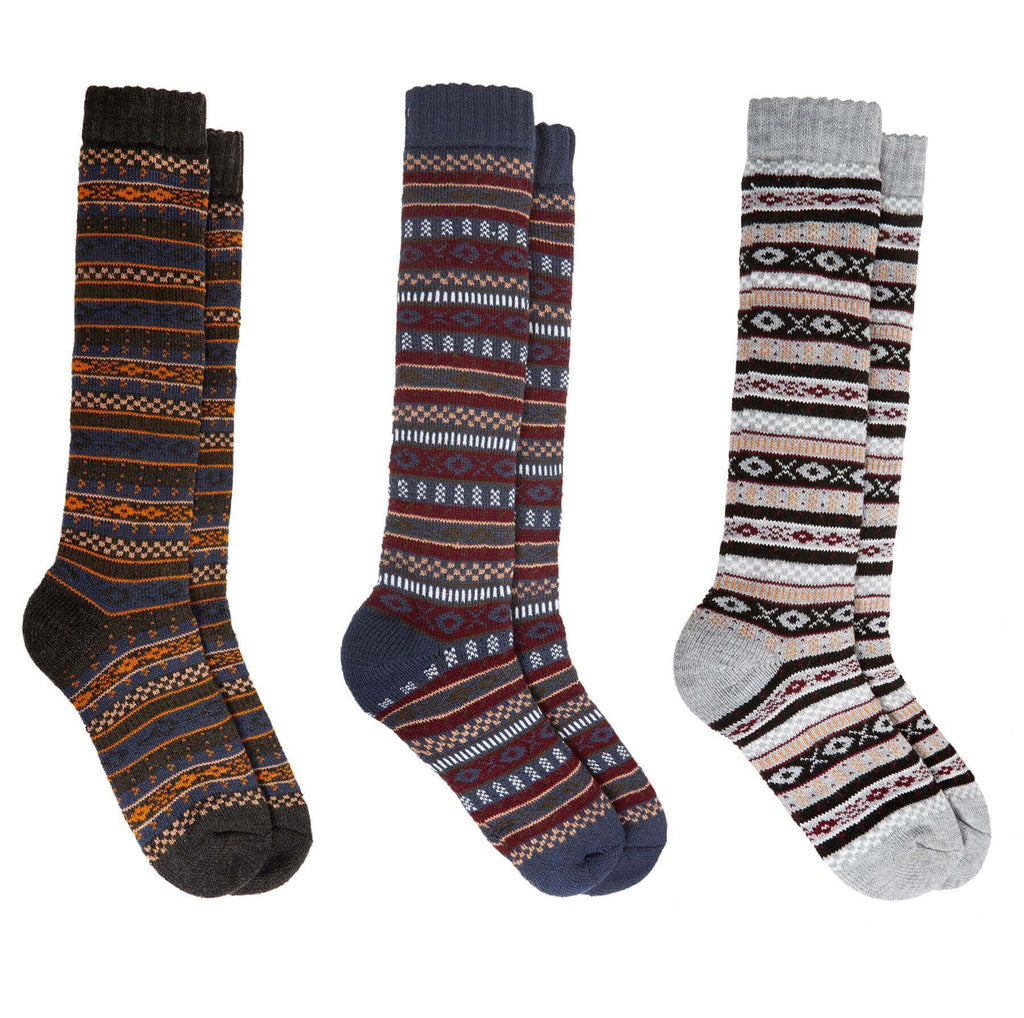 3 Pairs Thermal Women's Wellington Socks for Hiking and Skiing with Reinforced Heel and Toe Cushioning UK 4-7 Assorted Colours Daisy Dreamer
