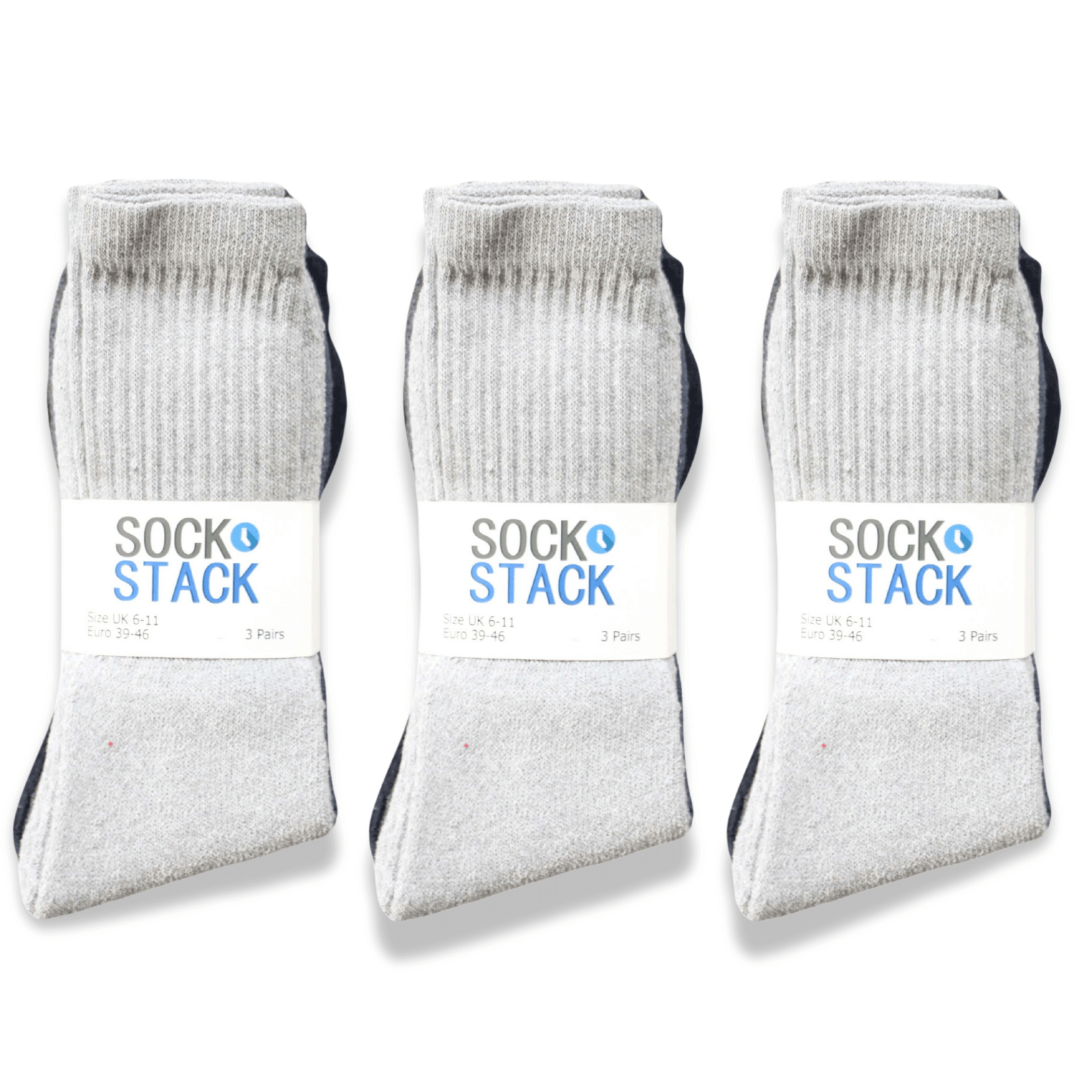 15 Pairs Mens Cotton Rich Performance Sport Socks Outdoor Athletics Running Hiking Football Black Grey White Sock Cushioned Anti-Blister Moisture-Wicking Breathable Comfortable UK 6-11 by Sock Stack