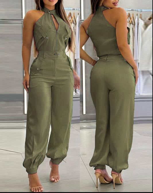 Halter Top Casual Working Pants Two-piece Suit