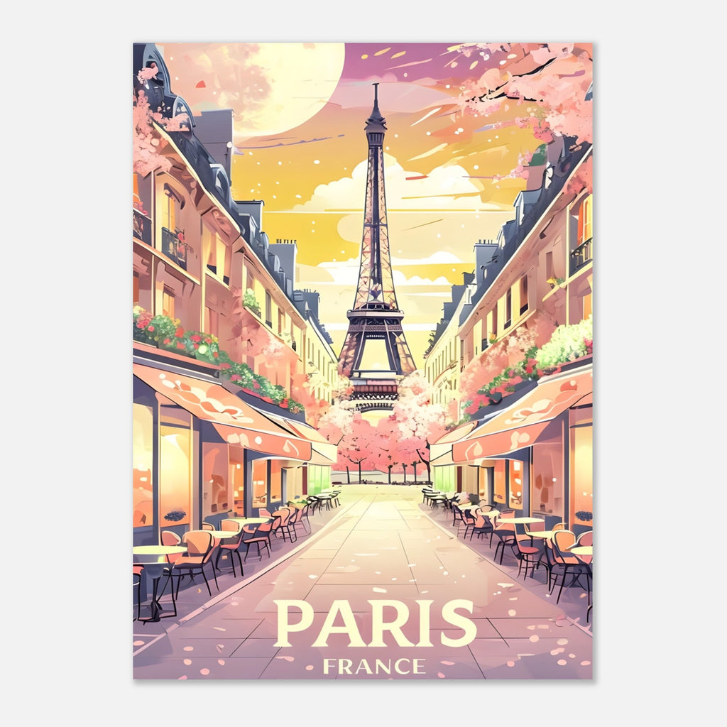 Paris Street Scene Wall Art - Eiffel Tower Sunset Print | Vibrant Parisian Cityscape Poster | Travel & Home Decor Gift