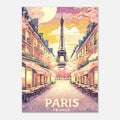 Paris Street Scene Wall Art - Eiffel Tower Sunset Print | Vibrant Parisian Cityscape Poster | Travel & Home Decor Gift