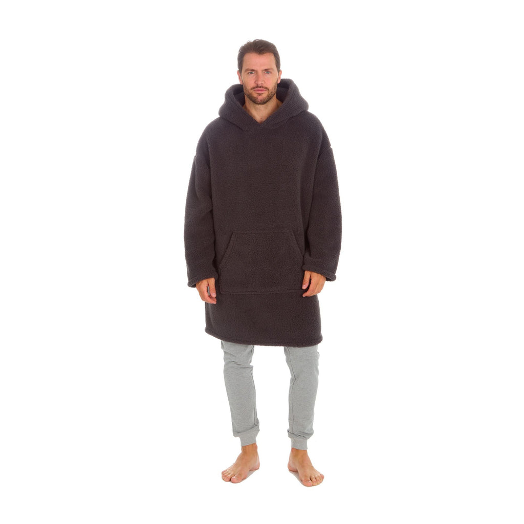 Mens Borg Fleece Hoodie: Oversized Sherpa Wearable Hooded Blanket