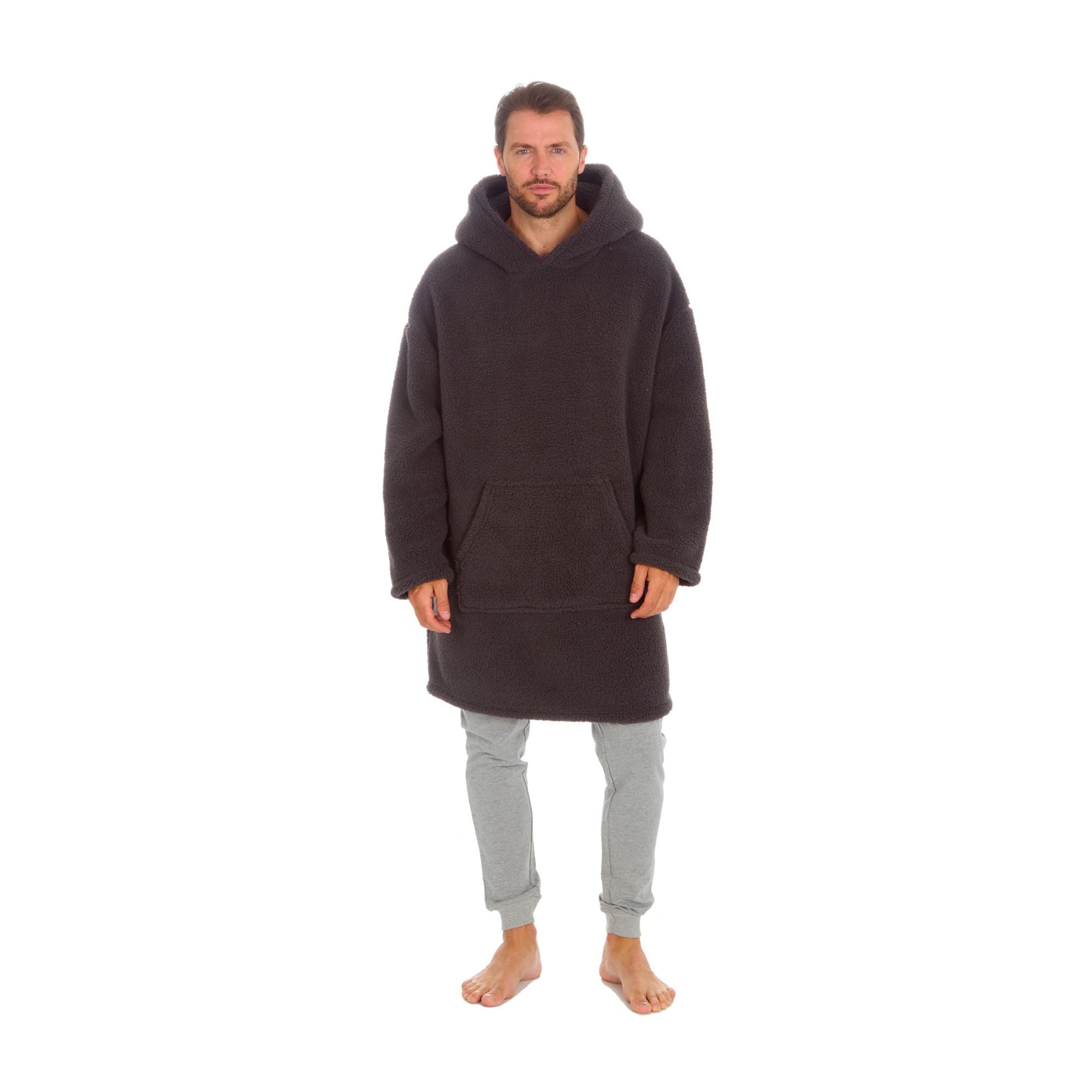 Mens Borg Fleece Hoodie: Oversized Sherpa Wearable Hooded Blanket