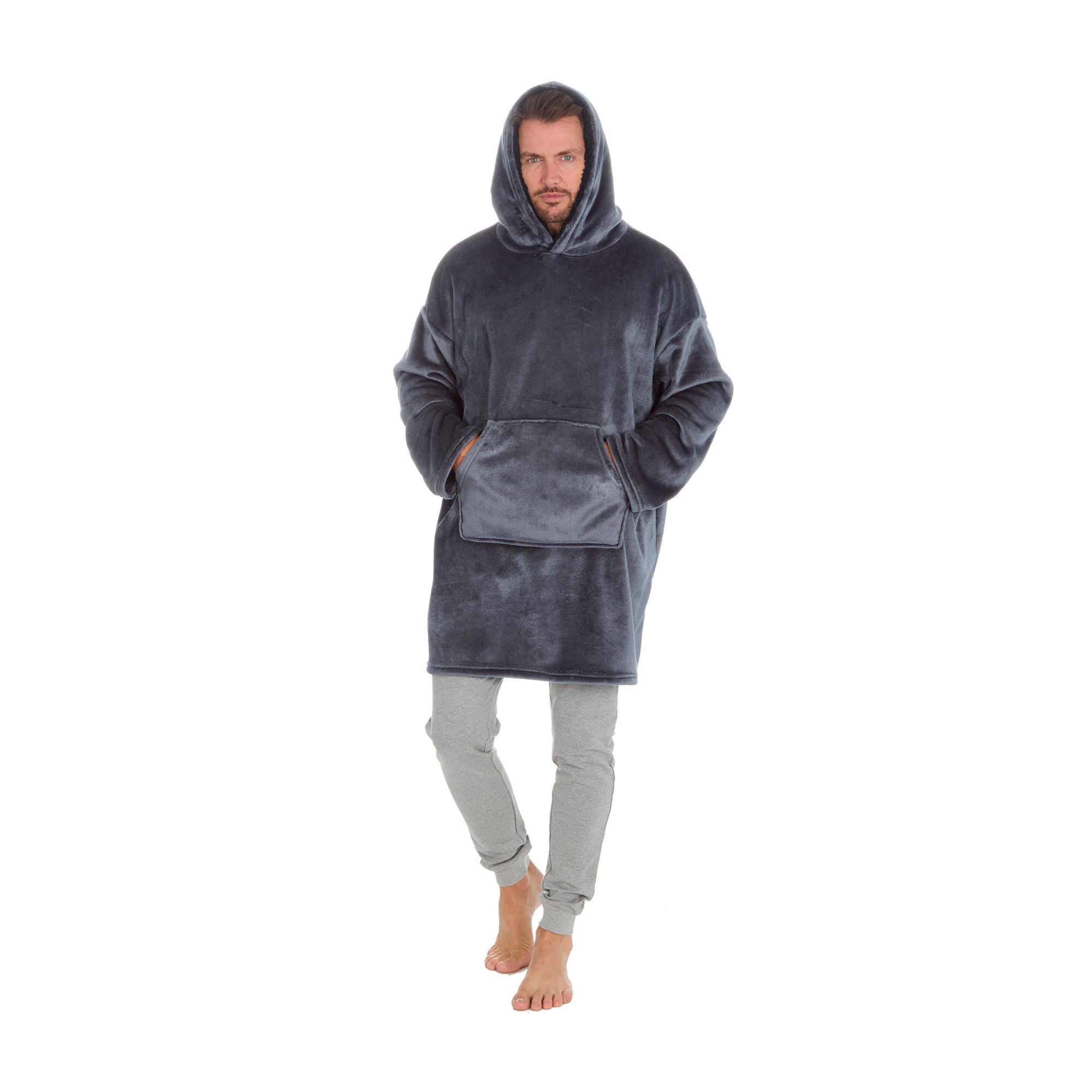 Mens Borg Fleece Oversized Hoodie | Cozy Wearable Blanket with Long Sleeves
