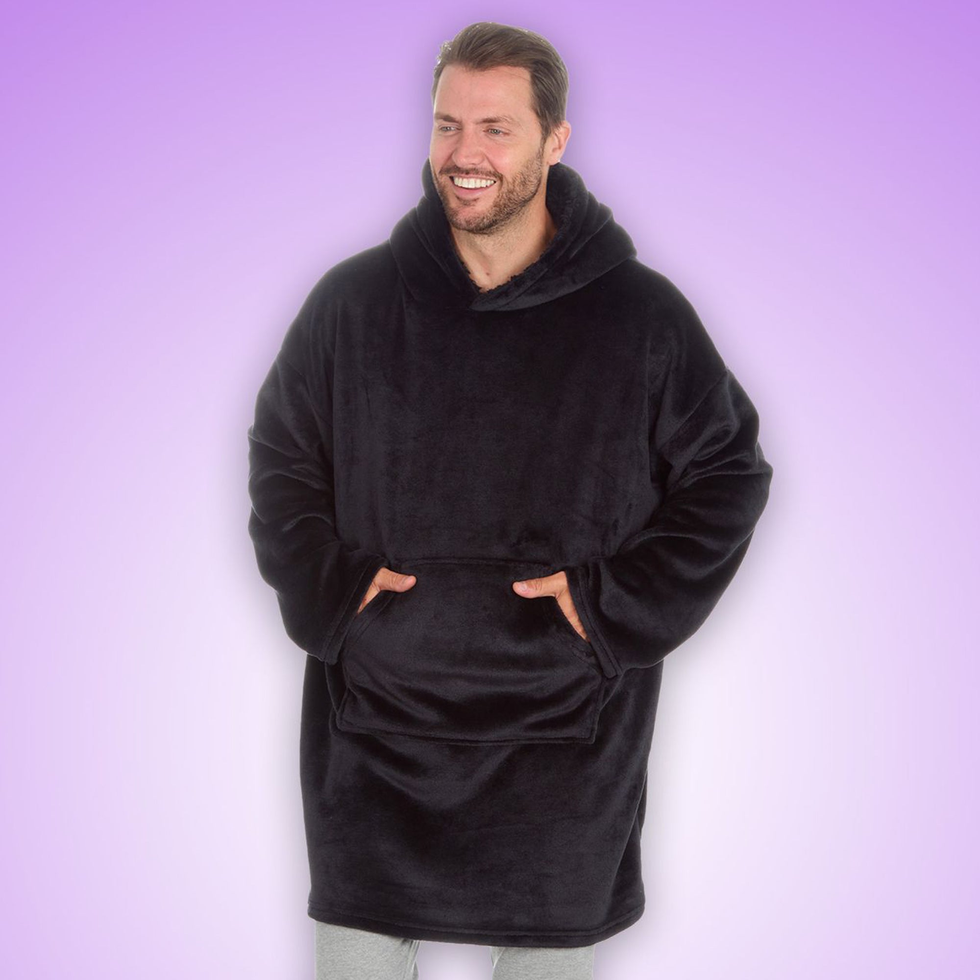 Mens Borg Fleece Oversized Hoodie | Cozy Wearable Blanket with Long Sleeves
