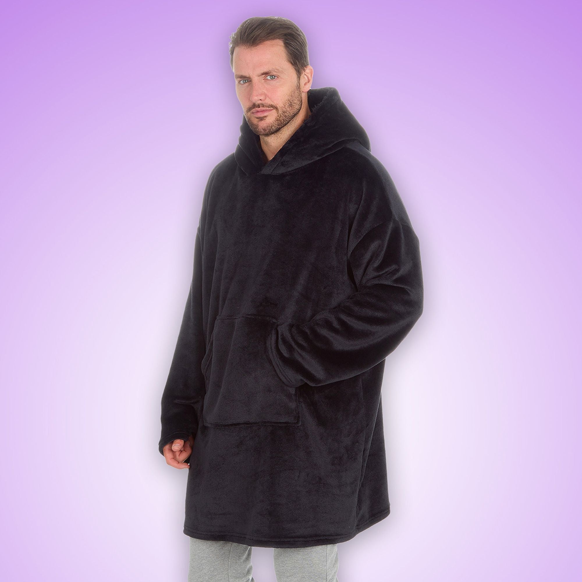 Mens Borg Fleece Oversized Hoodie | Cozy Wearable Blanket with Long Sleeves