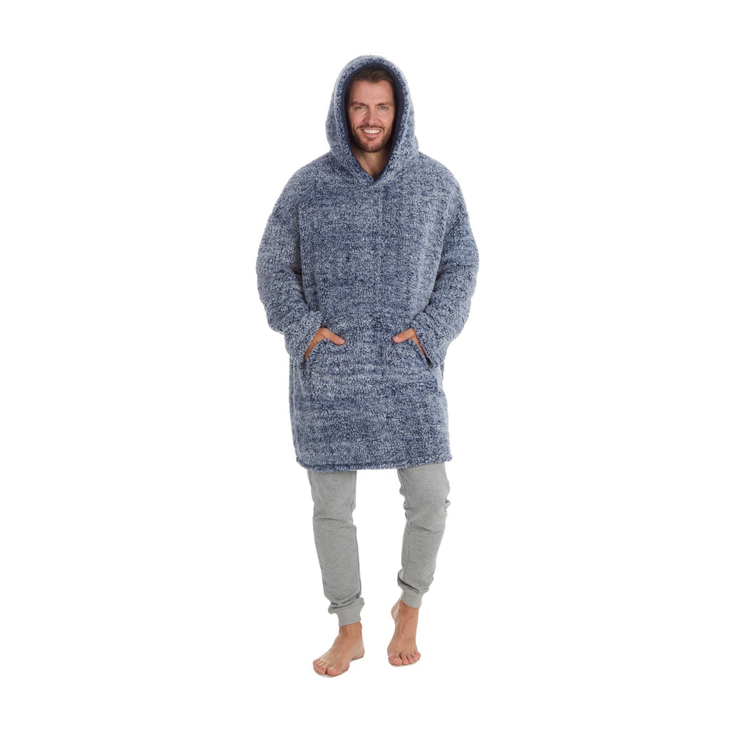 Men Oversized Sherpa Hoodie | Full-Zip Fleece Pullover Wearable Blanket